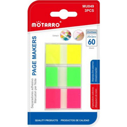 Σετ Αυτοκόλλητα Χαρτάκια Σημειώσεων Neon 25x45mm 60 Φύλλων Motarro MU049