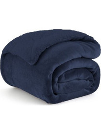 1+1 Δώρο Κουβέρτα Υπέρδιπλη Flannel Sherpa 220x240 Dark Blue KP114