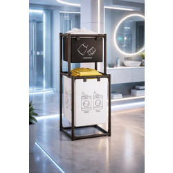 Καλάθι Απλύτων Υφασμάτινο 31x44x97cm Μαύρο Laundry Basket Flippy - OEM