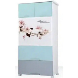Πλαστική Συρταριέρα 139 x 69 x 49cm με 6 Συρτάρια - Μπλε & Λευκό με Λουλούδια