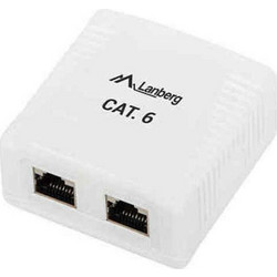 Lanberg Διπλή Εξωτερική Πρίζα Δικτύου RJ45 Τύπου Cat6 σε Λευκό Χρώμα OS6-0002-W