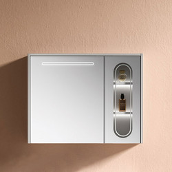 Καθρέπτης Τοίχου Circe Με Φως Led και Ράφια 90x14x70cm Light Grey Plywood