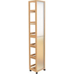 MRShome Ραφιέρα Ξύλινη Μπεζ με Ρόδες 30x25x167cm με Καθρέπτη στην πίσω όψη MRShome DS-1350000