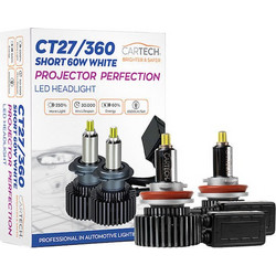 CARTECH ΖΕΥΓΟΣ LED CT27/360 H11 SHORT 60W WHITE 6500K 33674