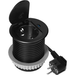 9040 ΧΩΝΕΥΤΗ ΠΡΙΖΑ ΓΡΑΦΕΙΟΥ ΣΟΥΚΟ ΚΑΠΑΚΙ+1 USB TYPE-C 20W + 1,8m ΚΑΛΩΔΙΟ&ΦΙΣ 70/85 (Φ62) ΜΑΥΡΗ ORNO | REDPOINT | 30697