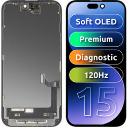 Μονάδα οθόνης LCD MP για Apple iPhone 15, Premium Soft OLED FHD 120Hz Διαγνωστική έκδοση, Aftermarket, Μαύρο