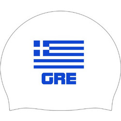 Aquaspeed Silicon Greek Flag Cap - Σκουφάκι Κολύμβησης Σιλικόνης με Ελληνική Σημαία - Λευκό AQUA SPEED White