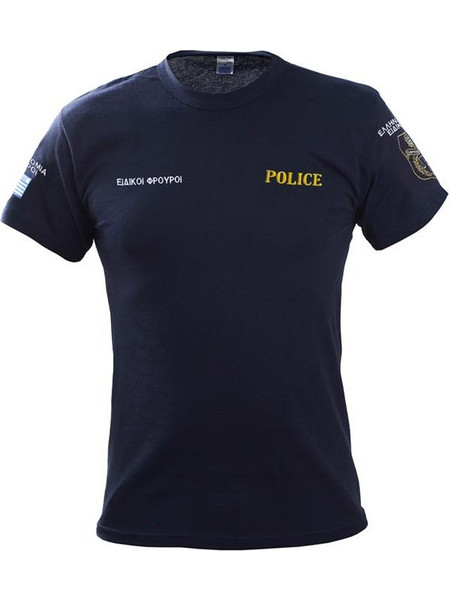 Τ-Shirt μακό με κέντημα Ειδικοί Φρουροί (μπλέ - μαύρο) Μπλε XL