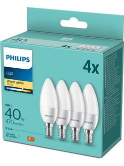 Philips LED Lamp E14 4-pack candle 40W 2700K