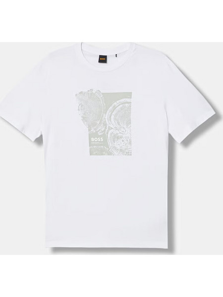 Μπλούζα BOSS Te_Imprint Cotton White