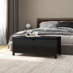 vidaXL Κουτί Αποθήκευσης Μοριοσ. &Μαξιλάρι 105x40x45 εκ. - Μαύρο, 105x40x45-εκ