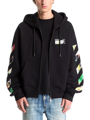 INDUSTRIAL ARROW REGULAR ZIP HOODIE MEN OFF-WHITE