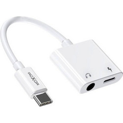 Moxom MX-AX19 Αντάπτορας Type-C Σε 3.5mm Audio Και Type-C Φόρτισης 3A Λευκό