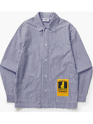 Service Works Poplin Stripe Waiter Shirt Ανδρικό Πουκάμισο Standard Fit Cotton - Royal SW219-ROYAL