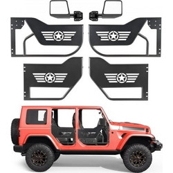 Πόρτες σωλήνων VEVOR Jeep, 4-πορτες, Συμβατές με Jeep Wrangler JL JLU & Gladiator JT 4XE 2018-2026, Ατσάλινες εκτός δρόμου μπροστινές και πίσω ημιδιαφανείς πόρτες με καθρέφτες πλευρικής όρασης πιστοπο