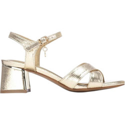 Xti Γυναικεία Πέδιλα Δερμάτινα Χρυσά με Χοντρό Χαμηλό Τακούνι 145344