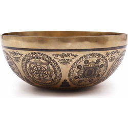 Tibetan Healing Engraved Bowl - 21cm - 7 Chakra & Flower of Life