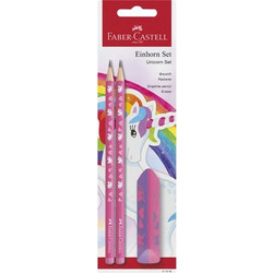 ΣΕΤ ΓΡΑΦΗΣ ΜΟΝΟΚΕΡΟΣ FABER-CASTELL, ΡΟΖ, 3 ΤΕΜΑΧΙΩΝ (2 μολύβια HB + 1 γόμα)