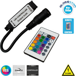 GLOBOSTAR(R) 73402 PRISM RGB Controller 3CH DC 5-24V 6A 144W Max IP20 - IR Ασύρματο Χειριστήριο - M16xΠ1.2xΥ1.2cm