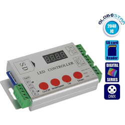 GLOBOSTAR(R) 73444 MATRIX Pixel Addressable RGB Controller DC 5-24V IP20 - DMX512 + SPI/TTL + 2048 IC + SD Card - M12xΠ7xΥ2.5cm