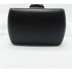 4QUEENS Mαύρο Clutch Τσαντάκι με Ασημί Αλυσίδα Μαύρο