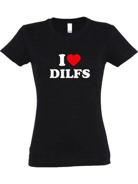 Γυναικεία Κοντομάνικη Μπούζα Με Τύπωμα I Love DILFS MT1113-Μαύρο