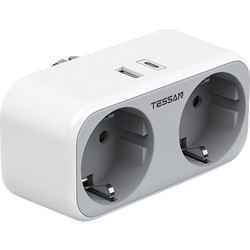 Πολύπριζο Φορτιστής Tessan 4 in 1 Wall Socket 2 x Schuko 1 x Type C 1 x USB