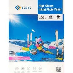 Φωτογραφικό Χαρτί G&G για Inkjet Εκτυπωτές Α4 Glossy 180g/m 50 Φύλλα
