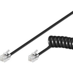 GOOBAY GOOBAY καλώδιο τηλεφώνου 68002, spiral, RJ10 4P4C, CCA, 4m, μαύρο