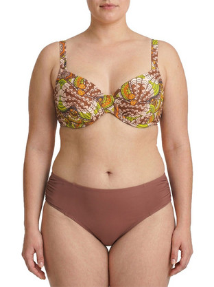 Plus size γυναικείο μαγιό bikini με μπανέλα και FlexFit Cups Ethnic σοκολά