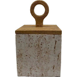 COPPER A ΔΟΧΕΙΟ ΑΠΟΘΗΚΕΥΣΗΣ ΜΕ ΚΑΠΑΚΙ 12x12x21cm POLYRESIN STONE ΦΥΣΙΚΟ c504264
