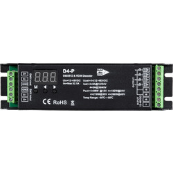 GLOBOSTAR(R) SKYDANCE-D4-P 70669 DC DMX Master Dimmer / Controller / Decoder Υψηλής Ταχύτητας με 4 x 8A 384W Κανάλια 12-48V 32.5A 1152W Max IP20 - DMX512 & RDM - Μ17.5 x Π4.5 x Υ2.8cm