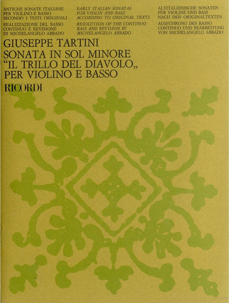 Ricordi Giuseppe Tartini - Sonata in Sol Minor Il Trillo Del Diavolo (For Violin & Bassο Continuo)