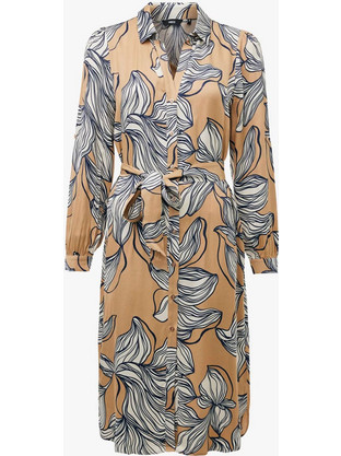 Mexx Midi Καθημερινό Φόρεμα Floral Σεμιζιέ Μεταξωτό Ταμπά MF006300461W-300007