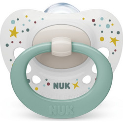 Nuk Signature Ανατομική Ορθοδοντική Πιπίλα Σιλικόνης 0-6m White Green
