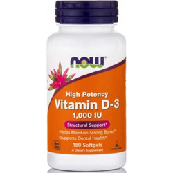 Now Foods Vitamin D3 1000iu 180 Μαλακές Κάψουλες