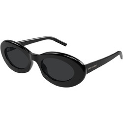 Saint Laurent SL594 008 Γυναικεία Γυαλιά Ηλίου Οβάλ Κοκάλινα Μαύρα με Μαύρο Φακό
