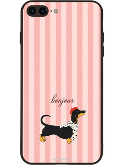Sonique Stripe Stories Series Θήκη με Σχέδιο «Bonjour Puppy» (iPhone 8 Plus / 7 Plus)