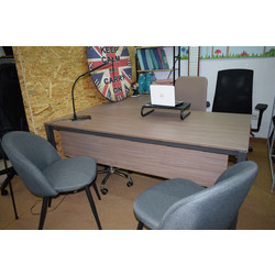 Γωνιακό Γραφείο DROMEAS Tetra 160x160 Grey Oak - Ενισχυμένα Πόδια & Μετώπη - Συναρμολογημένο