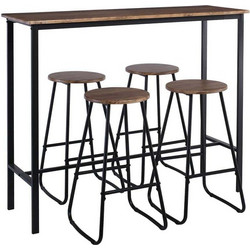 PUB Set Bar Τραπέζι + 4 Σκαμπό, Μέταλλο Βαφή Ανθρακί - Antique Brown 1τμχ