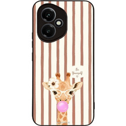 Sonique Stripe Stories Series Θήκη (Honor 400 5G) με Σχέδιο «Καφέ - Καμηλοπάρδαλη με Τσιχλόφουσκα»