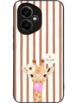 Sonique Stripe Stories Series Θήκη (Honor 400 5G) με Σχέδιο «Καφέ - Καμηλοπάρδαλη με Τσιχλόφουσκα»