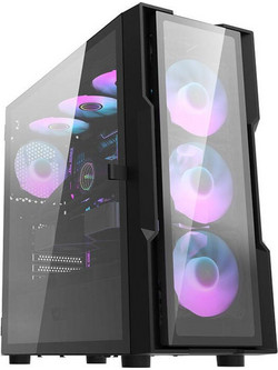 Darkflash DK431 Mesh Black Midi Tower Κουτί Υπολογιστή με Πλαϊνό Παράθυρο