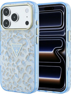 Guess IML Leopard Glitter Triangle Logo MagSafe Θήκη iPhone 18 Pro Max / 17 Pro Max (GUHMP18XHLEGTGLU)