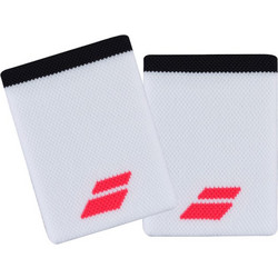 Babolat Logo Jumbo Wristbands White/Strike Red