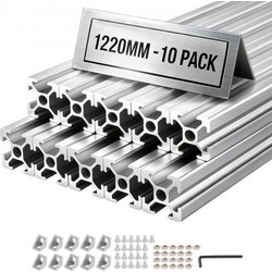 Προφίλ διέλασης αλουμινίου VEVOR 10PCS 2020, 48 ιντσών 1220 mm, υποδοχή T European Standard Anodized Linear Rail, Ράγα εξώθησης αλουμινίου υψηλής αντοχής, για εξαρτήματα εκτυπωτών 3D και πάγκος εργασί