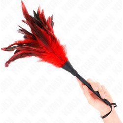 Kink Maids Horn Shaped Tickle Chicken Feathers Red
