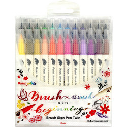 Set Μαρκαδόρος Πινέλο Με Διπλή Μύτη Sign Pen Twin Pentel