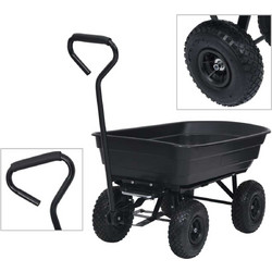 vidaXL Μαύρο Καροτσάκι Κήπου Ανατροπής 300 kg 75L 92579