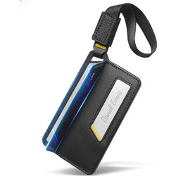 Spigen - Universal Luggage Tag LF510 - Premium Velo Leather, Secure Magnetic Closure, Double Lock Velcro - Black - (AHP09776)